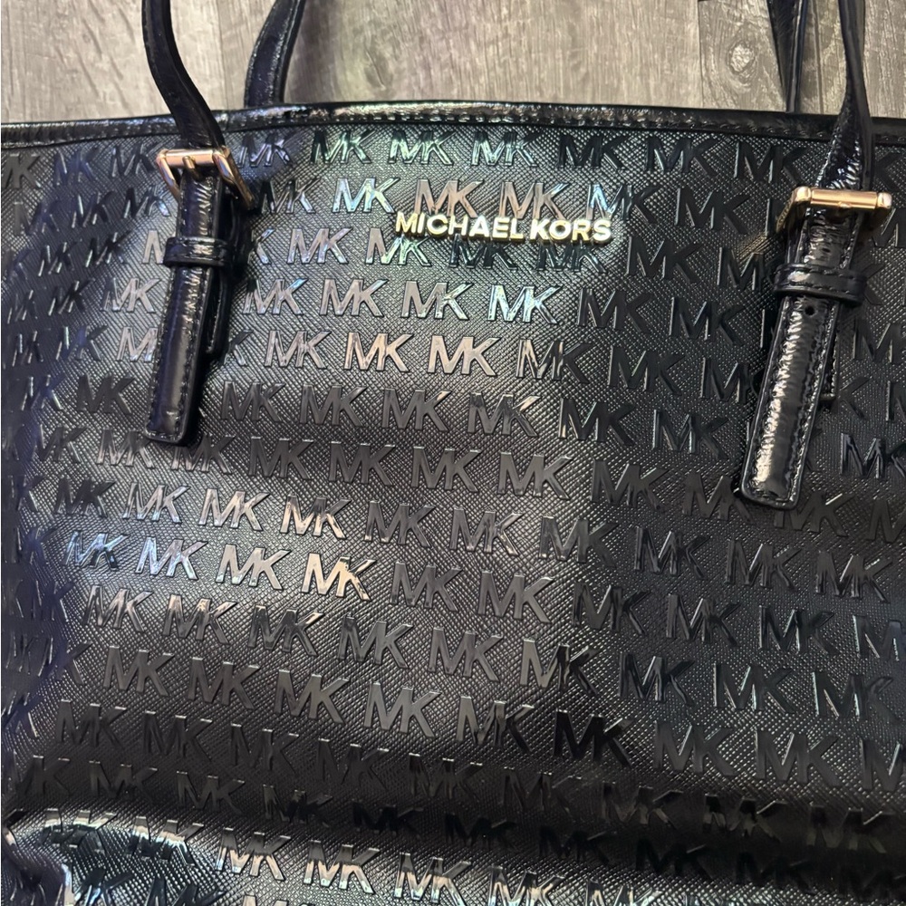Michael Kors black MK Logo Tote - Picture 3 of 4